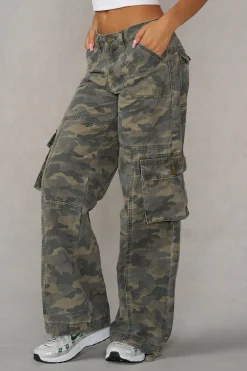 W2132 - Camo Straight Cargo Jeans