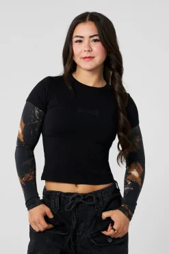 W4293 - Camo Twofer Baby Tee