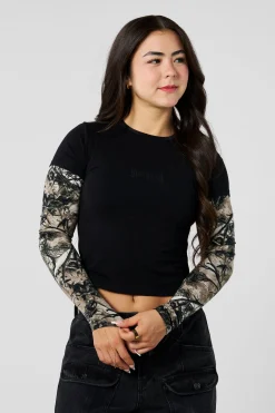 W4293 - Camo Twofer Baby Tee