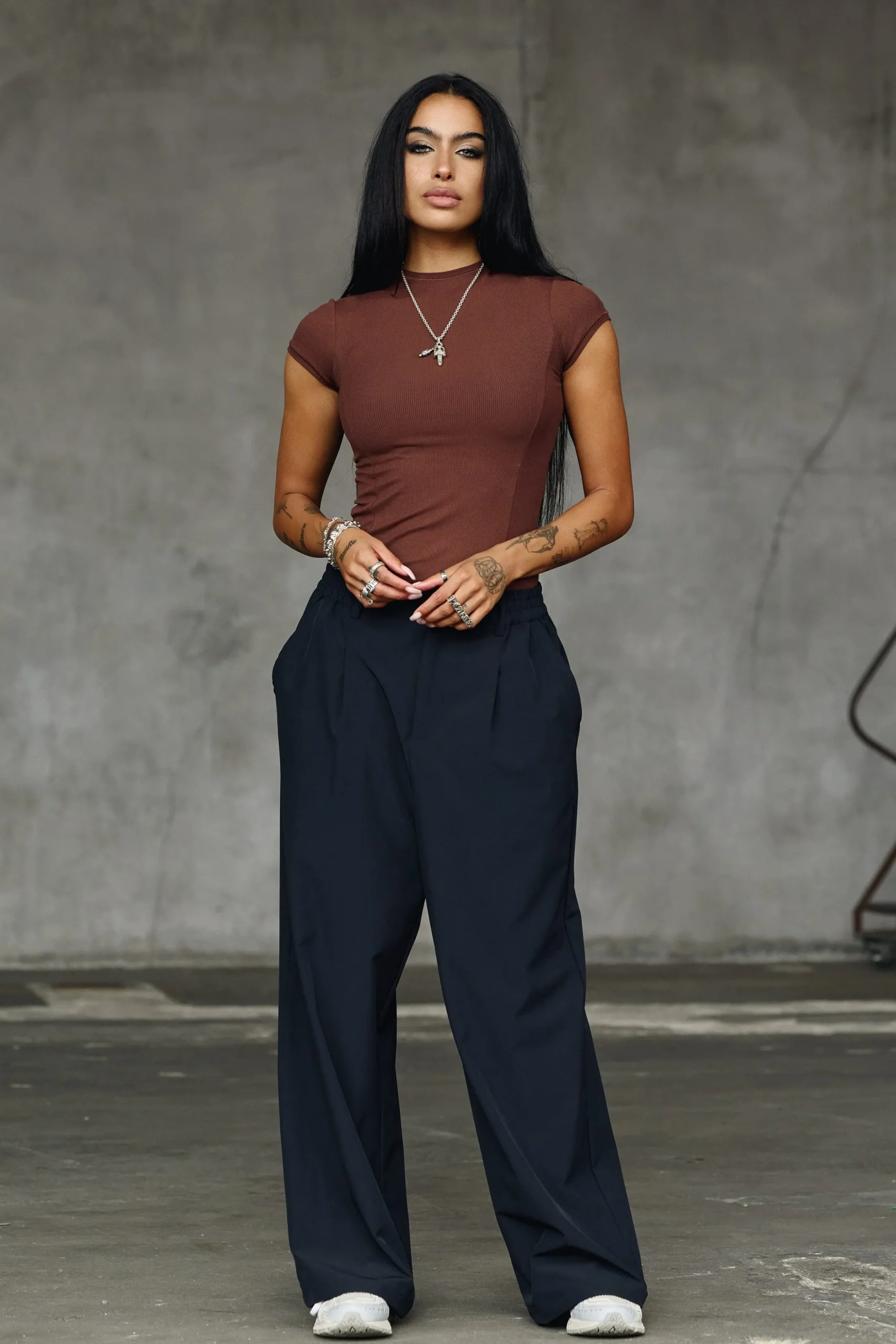 W4270 Ribbed Mock Neck Tee